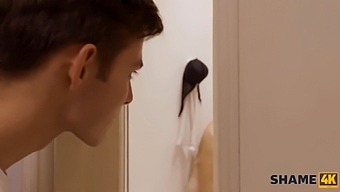 Young Man Joins An Older Blonde Woman In The Shower For Sexual Encounters